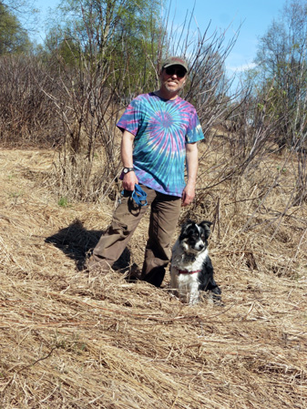 Pete and Ryder on a hike on the bench loop